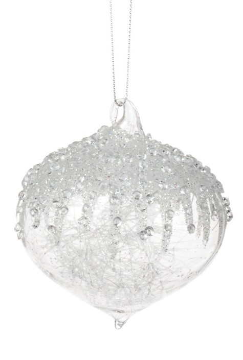 6cm Textured Glass Onion - Clear