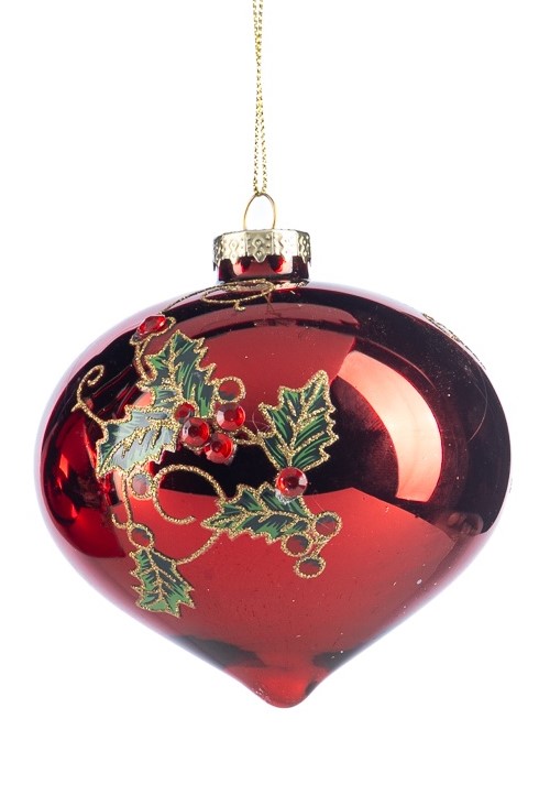 Holly Berry Glass Onion, 7.5cm