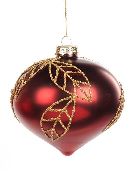 7.5cm Beaded Leaf Glass Onion - Red
