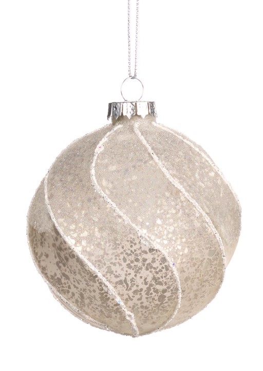 8cm Swirl Glass Ball - Champagne