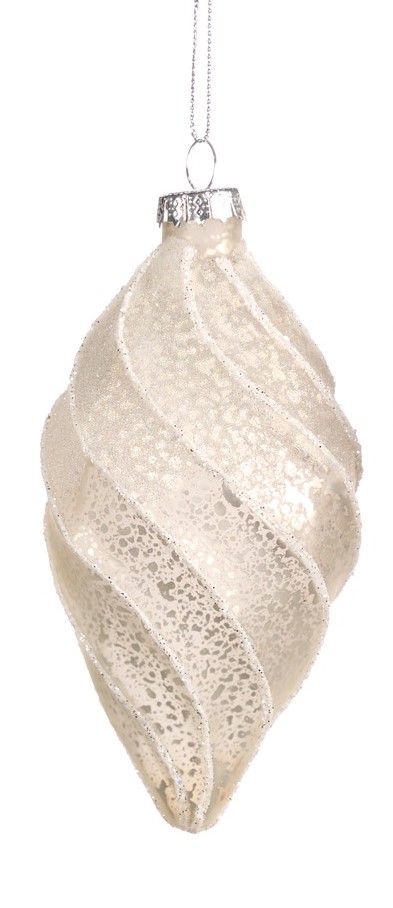 12cm Swirl Glass Teardrop - Champagne