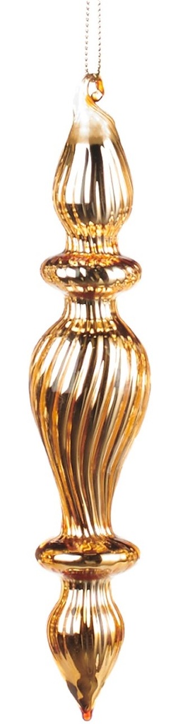 16cm Ribbed Glass Finial - Gold