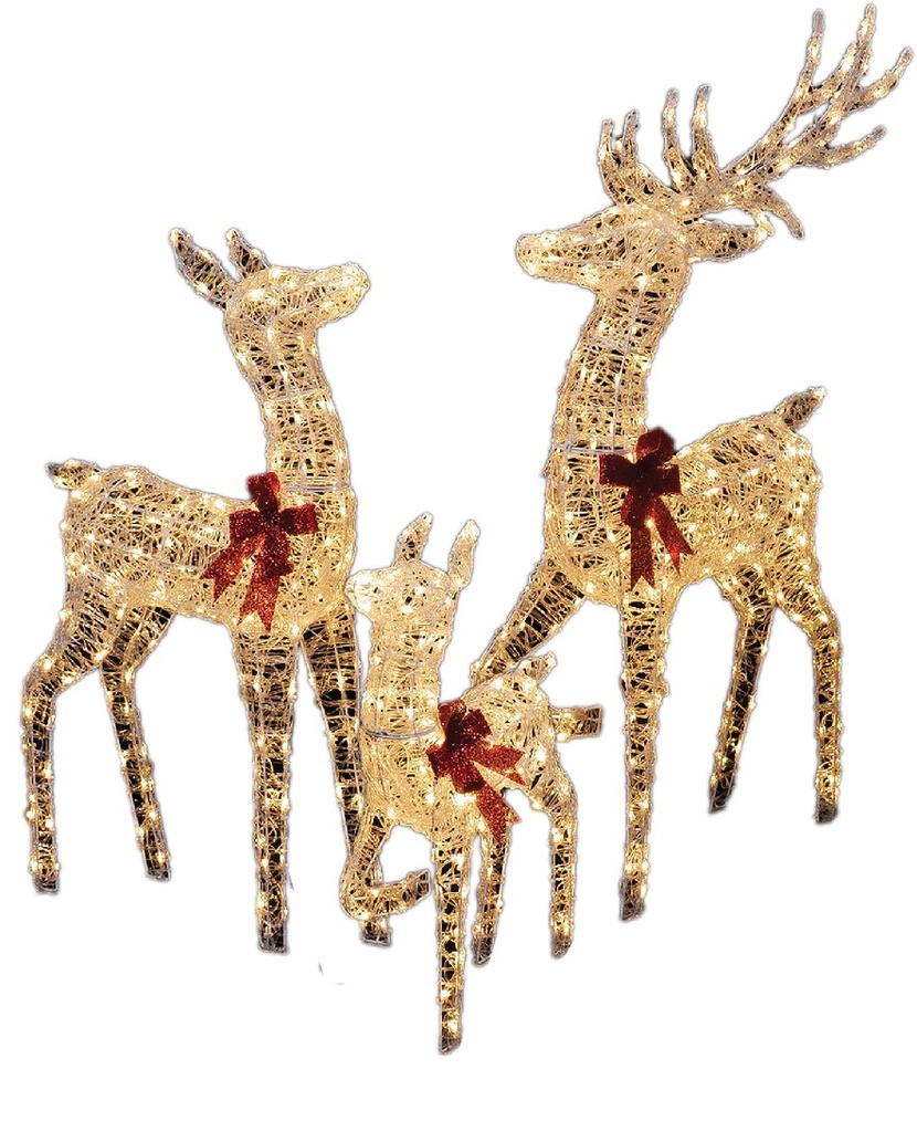 Light-Up 3D Deer Family, 1.3m