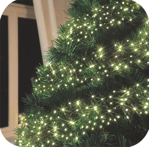 [EV017] 2.4m Cluster Fairy Lights, 240 LED Lights - Warm White, Green Cable, Non-flickering