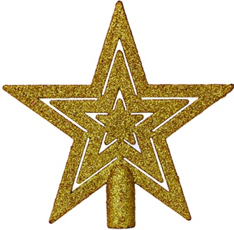 [LH002] 18cm Glittered Star Tree Top - Gold