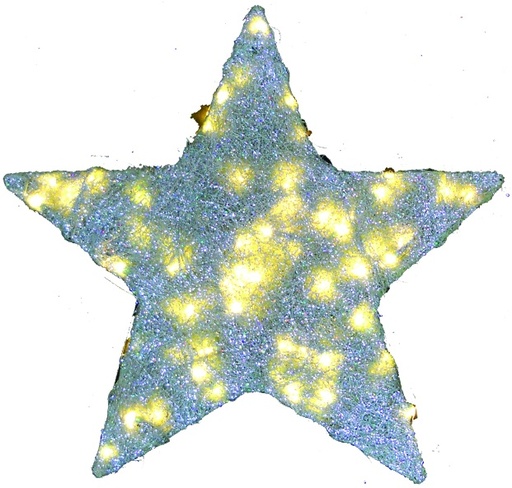 [XQ056-S] 45cm Illuminated Sisal Star - Silver