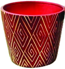 [RC017] Painted Pot with Design, 10.5cm