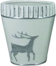 [RC025] Painted Pot with Reindeer, 10.5cm