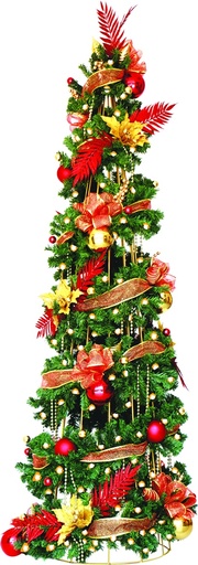[FG092-06D] Decorated Metal Cone Tree, 6'