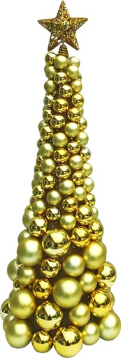 [HT003-GD] 90cm Cone Bauble Tree w/ Star - Gold