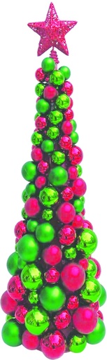 [HT004-RG] 120cm Cone Bauble Tree w/ Star - Red/Green