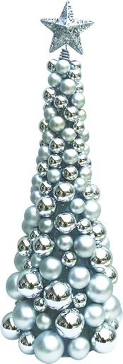 [HT004-S] 120cm Cone Bauble Tree w/ Star - Silver