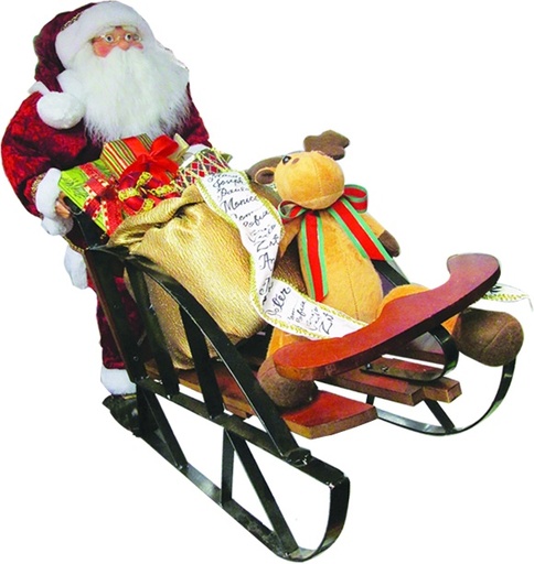[XK002] 81cm Santa Pushing Sled