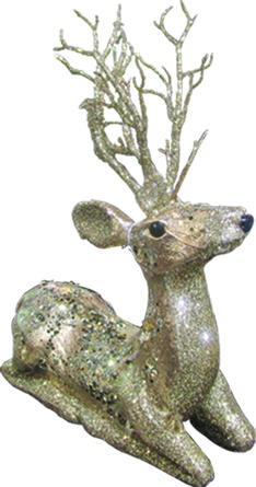 [EY044] Kneeling Glittered Deer, 26cm