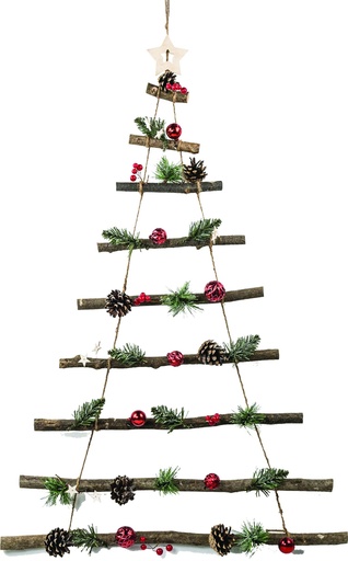 [LJ001] 88cm Hanging Wooden Wall Christmas Tree