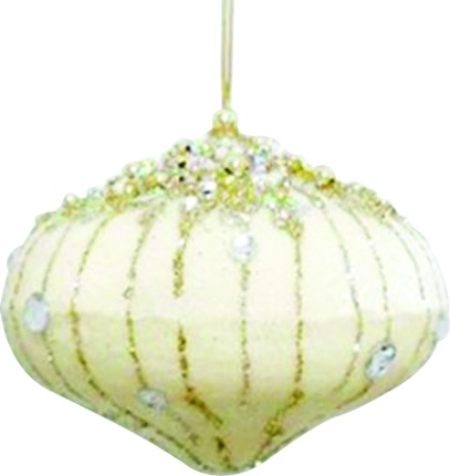 [SL170] 11.5cm Glittered Striped Jewel Onion - Pearl/Gold