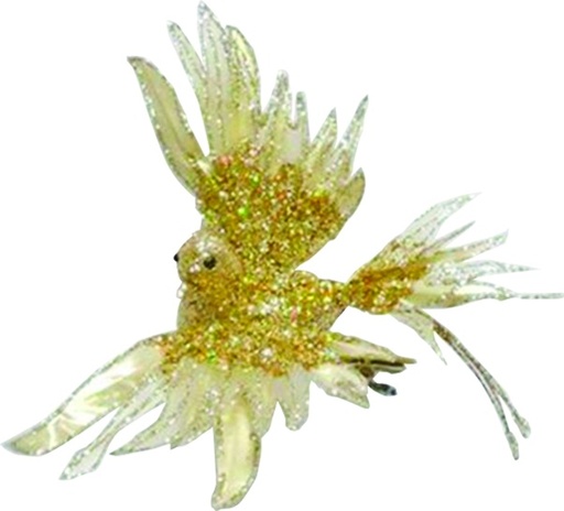 [SL199] 23cm Sparrow Bird Clip-on - Ivory/Gold