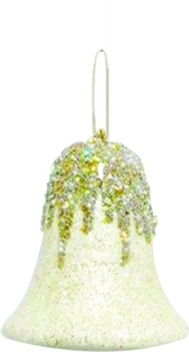 [SL201] 11.5cm Glittered Bell - Ivory/Platinum
