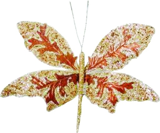 [SL194] 38cm Glittered Metallic Butterfly Clip-on - Red/Platinum