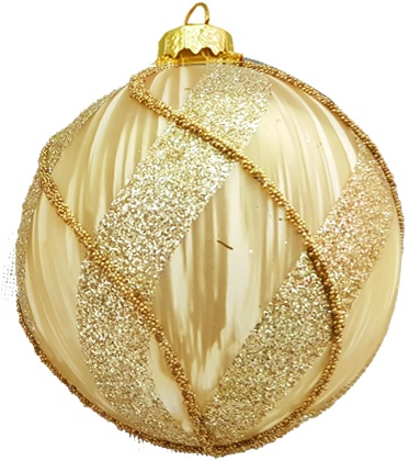 [YS014] 15cm Glittered Glass Ball - Gold