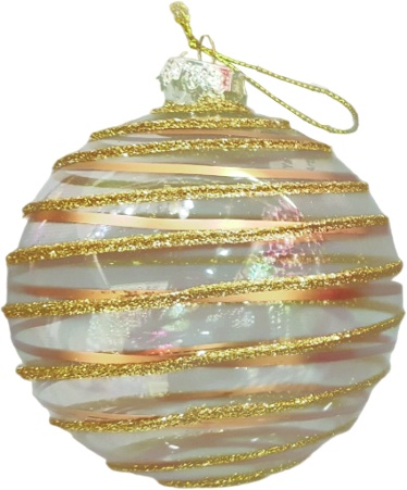 [YS026] 15cm Glittered Glass Ball - Gold