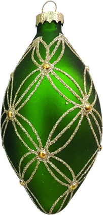 [YS015] 13cm Glittered Glass Drop - Green/Gold