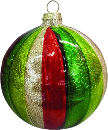 [YS019] 12cm Glass Ball - Red/Green/Silver