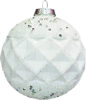 [YS035] 10cm Beaded Glass Ball - White