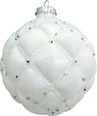 [YS037] 12cm Studded Glass Ball - White