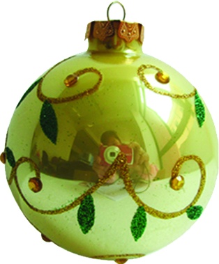 [JN006] 10cm Patterned Glass Ball - Gold/Green