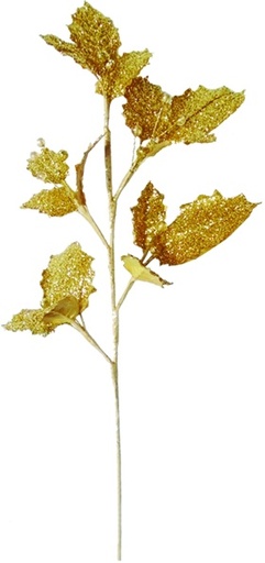 [SL111] 61cm Glittered Holly Berry Spray - Gold