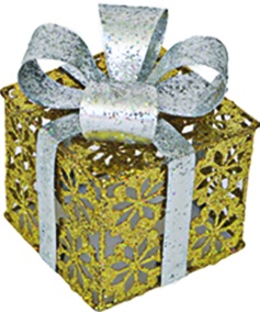 [XQ017-GD] 7cm Gift Box Ornament - Gold