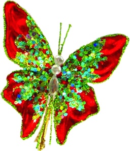 [F15223-R] Ornate Butterfly with Clip, 12cm