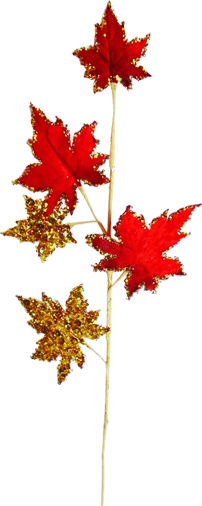[SL106] 56cm Maple Leaf Spray - Red/Gold
