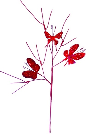 [SL109] 58cm Midnight Butterfly Spray - Red