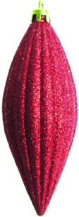 [JN081] 13cm Glittered Ridged Tear Drop - Red