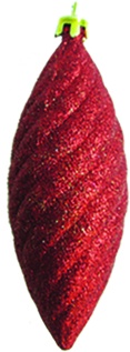 [JN099] 13cm Glittered Ridged Tear Drop - Red