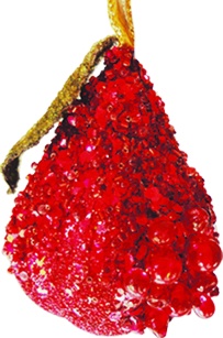 [F15370] 11cm Ornate Fig w/ Leaf - Red