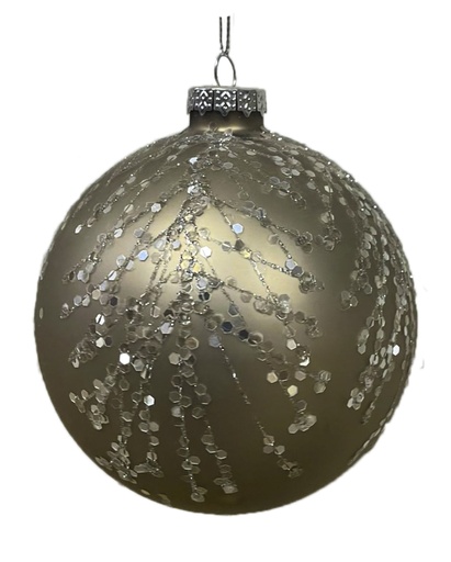 [HH166] 10cm Glittered Ball - Silver