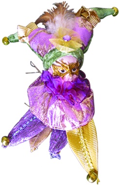 [TH1106-PL] 15cm Jester Ornament - Purple/Green