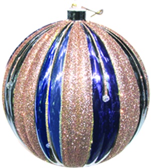 [AC581] Glittered Ribbed Ball, 12cm