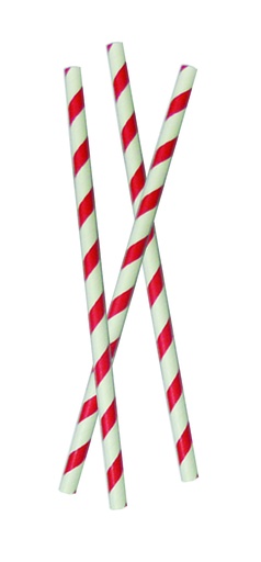 [STRAW001-RW] 20cm x 6mm Eco-Friendly Paper Straws - Red/White, Biodegradable, Eco-friendly and Individually Wrapped