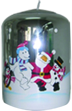 [Y8331F] 10cm Candleholder w/Santa Decoration - Silver/White