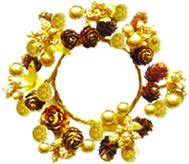[YG001] 15cm Crown Wreath - Gold