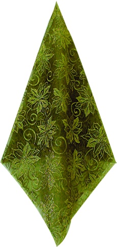 [KC606215] 9.1m x 48cm Poinsettia-printed Organza Fabric Roll #220 - Gold/Green