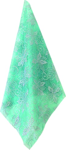 [KC60624S] 9.1m x 48cm Poinsettia-printed Organza Fabric Roll #219 - Silver/Blue