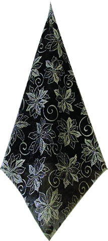 [KC606253S] 9.1m x 48cm Poinsettia-printed Organza Fabric Roll #218 - Silver/Black