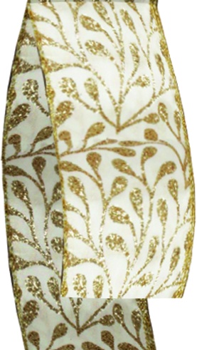 [AC596] Glittered Patterned Satin Ribbon, 9.1m