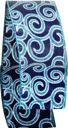 [AC598] Glittered Patterned Satin Ribbon, 9.1m