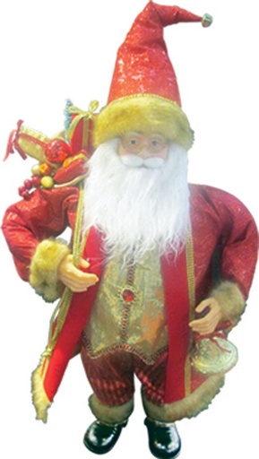 [TP045] 32" Standing Santa - Red/Gold